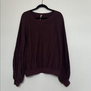 Free People Rich Brown Crew Neck Sweater